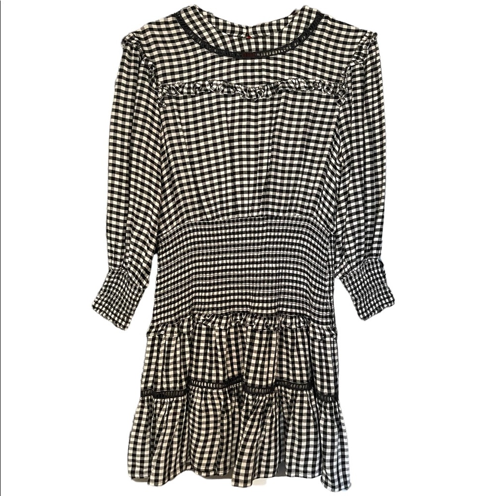 RAHI Gingham Bohemian Ruffle Shirred Mini Dress XS